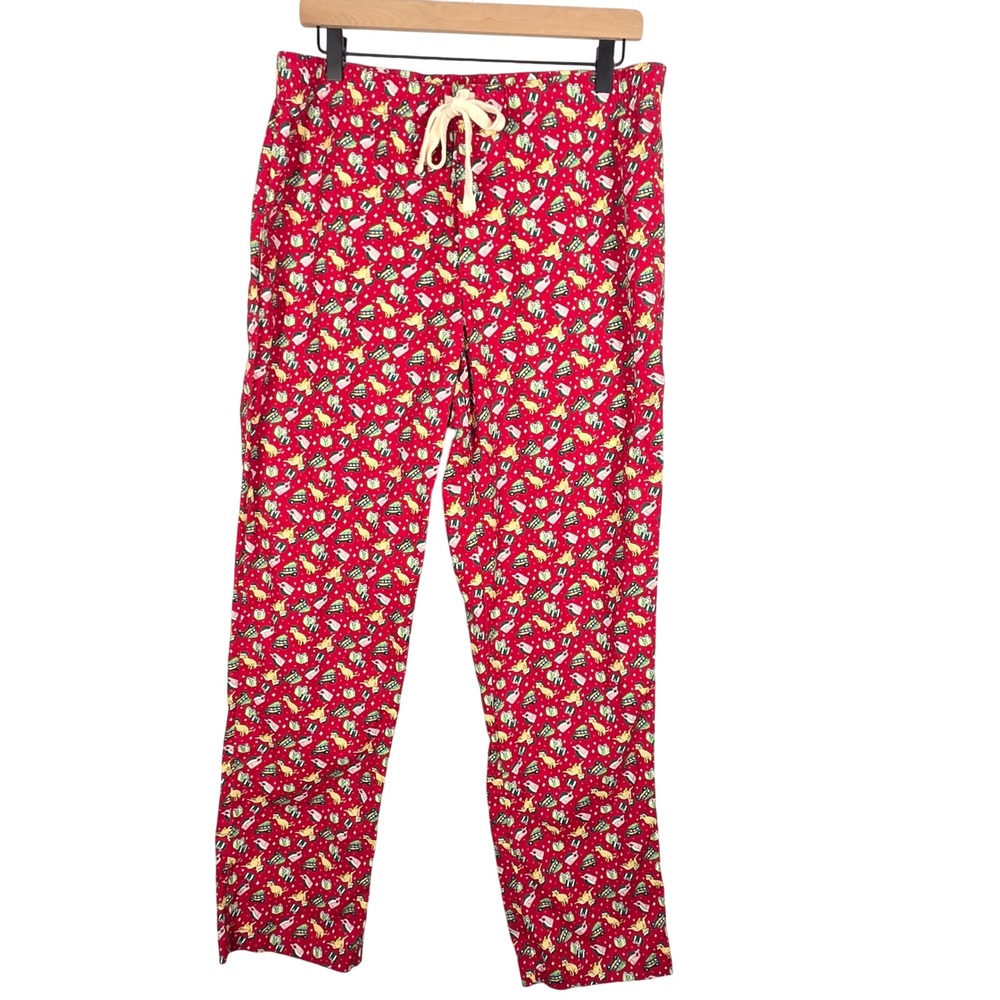 Vineyard Vines Men's Pajama Pants M‎ Red Christmas Dog Tree Gift Cotton Lounge